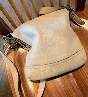 Coach Cream Leather Shoulder Hobo Bag
